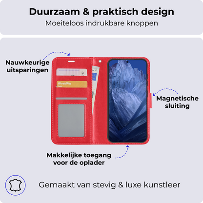 Google Pixel 8a Hoesje Book Case Kunstleer - Rood