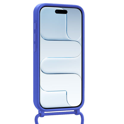 iPhone Air Hoesje Met Telefoonkoord en Pasjeshouder Siliconen - Felblauw
