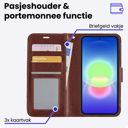 Samsung A27 Hoesje Bookcase Cover met Kaarthouder - Bruin