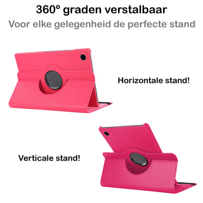 Samsung Galaxy Tab A8 Trifold Bookcase Hoes 360 Graden Draaibaar - Donkerroze