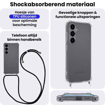 Samsung S26 Hoesje met Koord Backcover Shockproof - Transparant