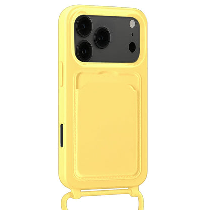 iPhone 17 Pro Max Hoesje Met Telefoonkoord en Pasjeshouder Siliconen - Geel