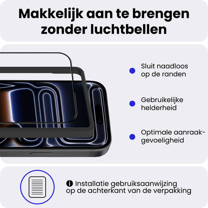 iPhone 17 Pro Screenprotector Gehard Glas met Installatieframe