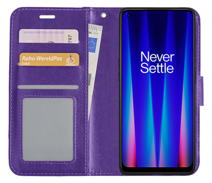 OnePlus Nord CE 2 Hoesje Bookcase Cover met Kaarthouder - Paars