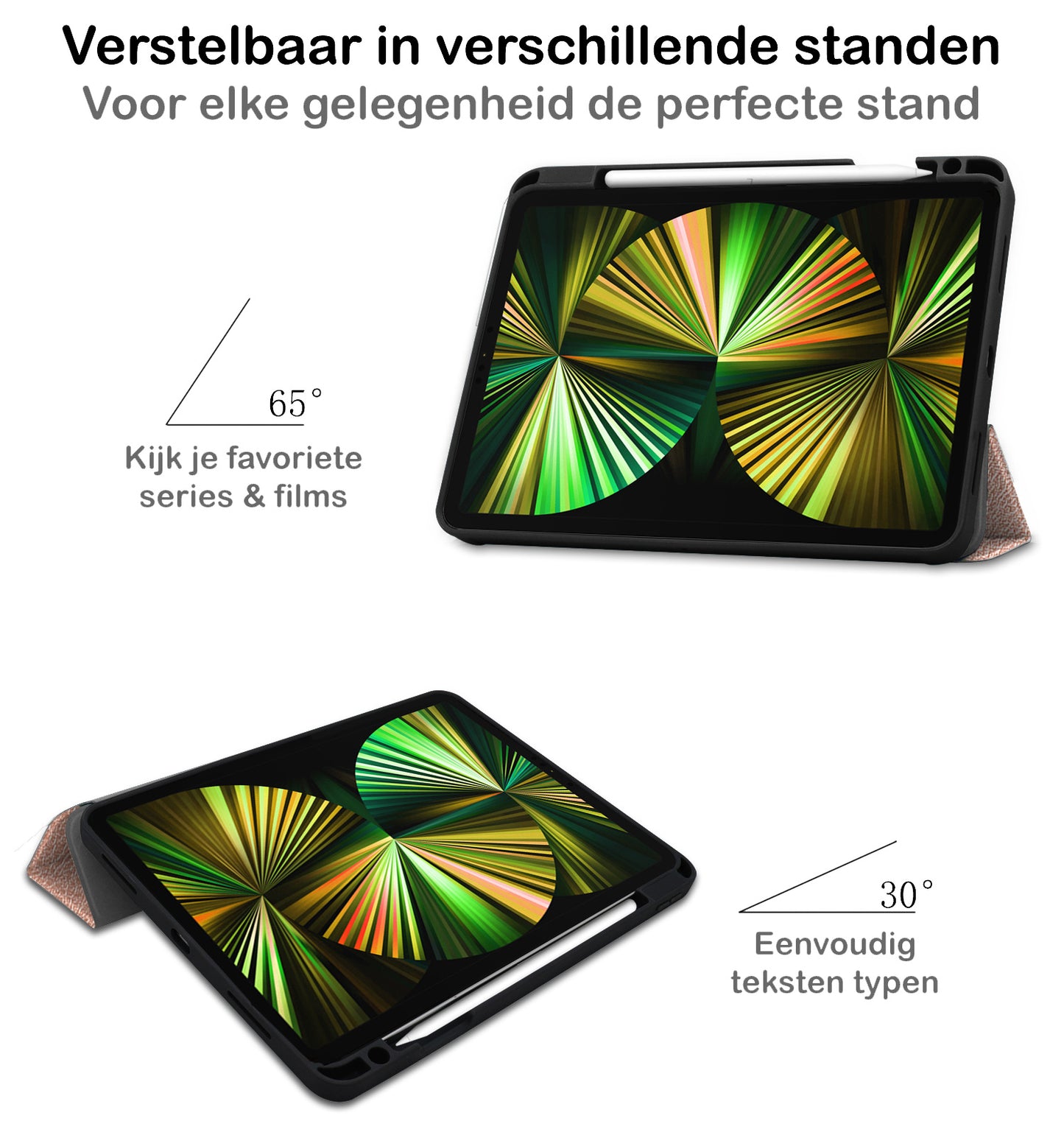 iPad Pro 2021 (12,9 inch) Hoesje Book Case Met Apple Pencil Uitsparing - Rosðð goud