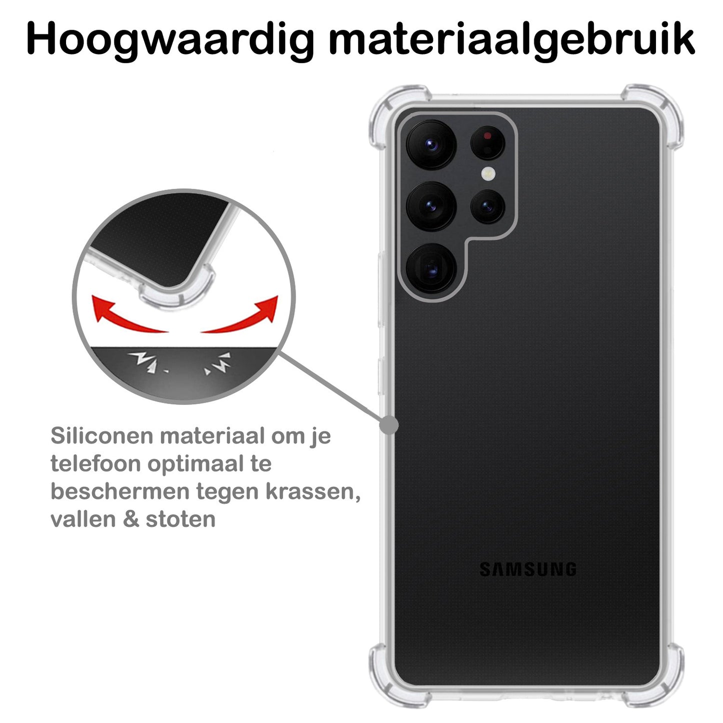 Samsung S22 Ultra Hoesje Shock Proof Siliconen - Transparant