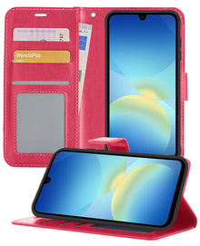 Samsung A26 Hoesje Bookcase Cover met Kaarthouder - Donkerroze