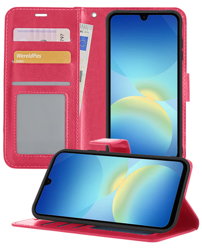 Samsung A26 Hoesje Bookcase Cover met Kaarthouder - Donkerroze