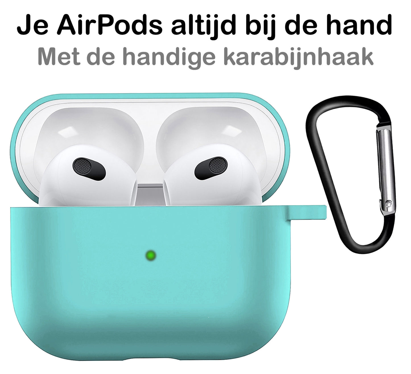 AirPods 3 Hoesje Siliconen met Clip - Mintblauw