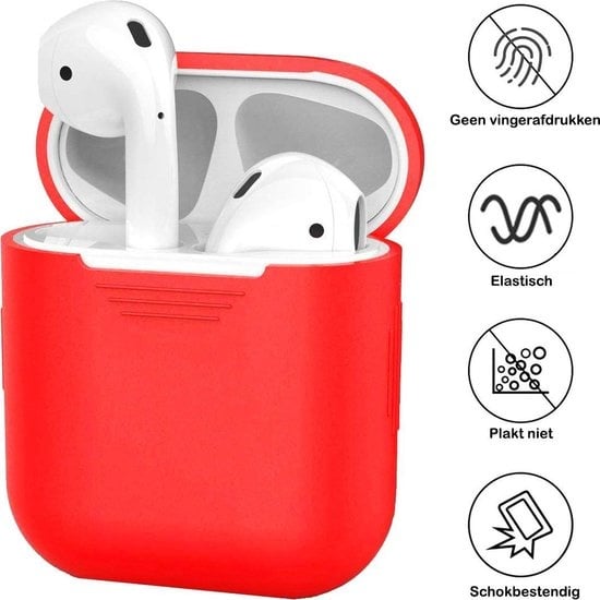 AirPods Hoesje Siliconen met Clip - Rood