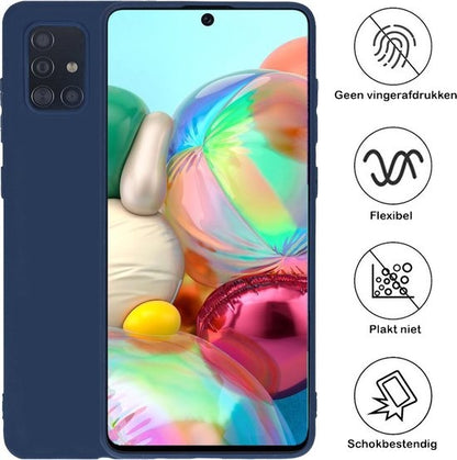 Samsung A71 Hoesje Siliconen Backcover Lichtgewicht - Donkerblauw
