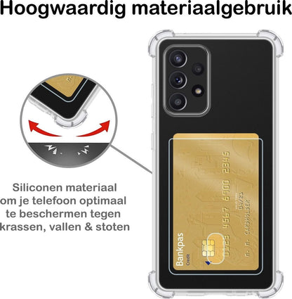 Samsung A72 Hoesje Kaarthouder Backcover Shockproof - Transparant