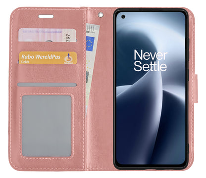 OnePlus Nord 2T Hoesje Bookcase Cover met Kaarthouder - Rosé goud