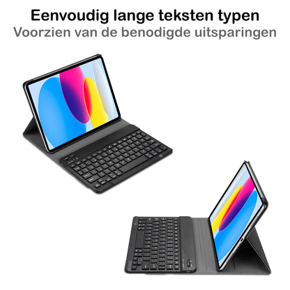 iPad 2022 / 2025 (A16 ) Toetsenbord Hoes met Uitneembaar toetsenbord - Zwart