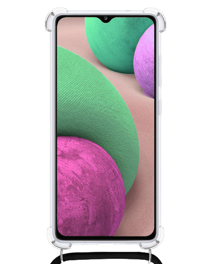 Samsung A12 Hoesje met Koord Backcover Shockproof - Transparant