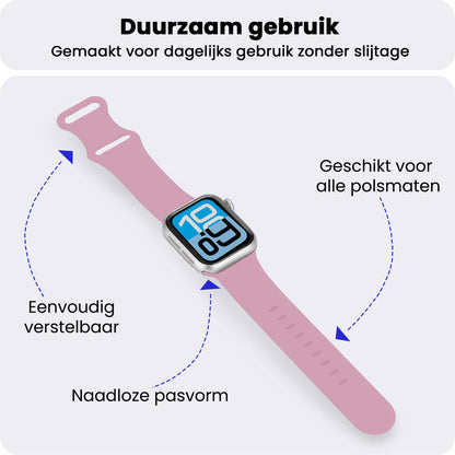 Apple Watch 1, 2, 3, 4, 5, 6, 7, 8, 9, SE - 38/40/41 mm Bandje Siliconen met verstelbare polsband - Lila