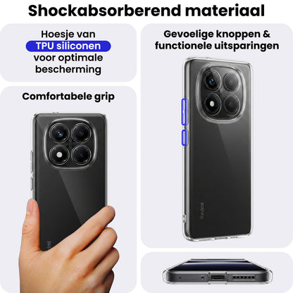 Xiaomi Redmi Note 14 Pro Hoesje Siliconen Backcover Lichtgewicht - Transparant