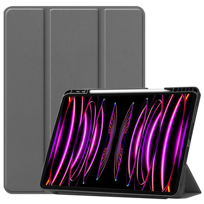 iPad Pro 2022 (12.9 inch) Trifold Bookcase Hoes met Penhouder voor Apple Pen - Grijs