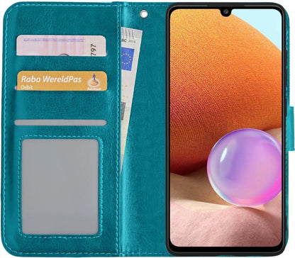 Samsung A32 5G Hoesje Bookcase Cover met Kaarthouder - Turquoise