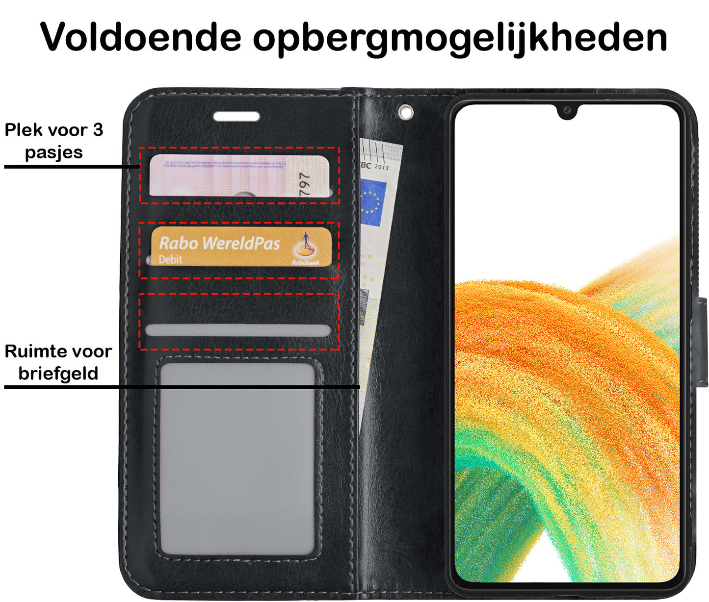 Samsung A33 Hoesje Book Case Kunstleer - Zwart