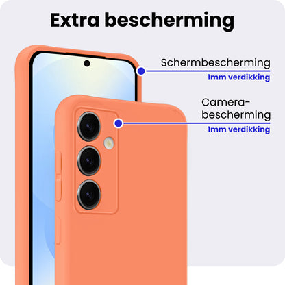 Samsung S25 Hoesje Siliconen Backcover Lichtgewicht - Perzik