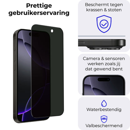 iPhone 16 Pro Screenprotector Gehard Glas - Privacy