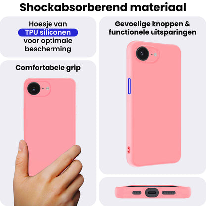 iPhone 16e Hoesje Siliconen Backcover Lichtgewicht - Lichtroze