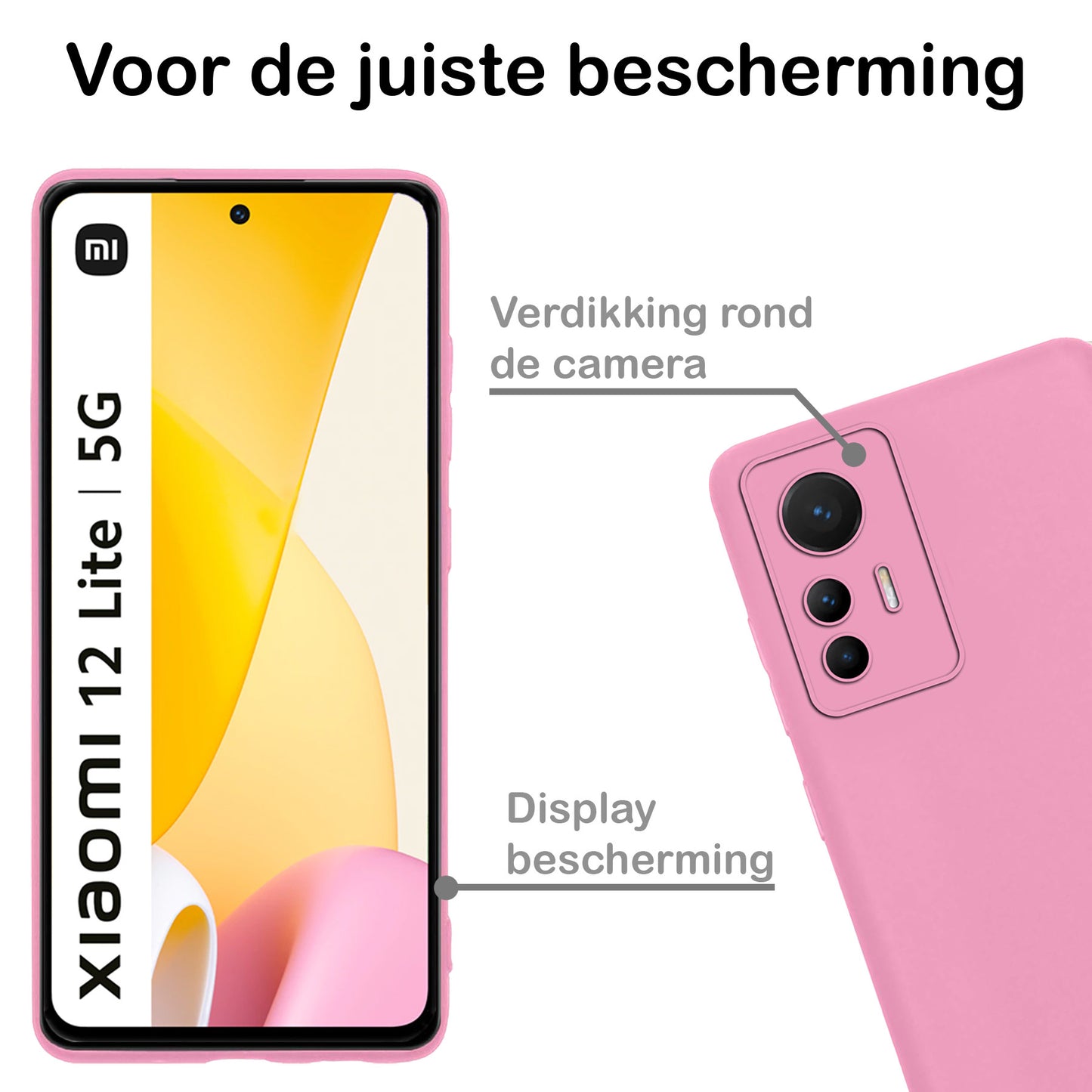 Xiaomi 12 Lite Hoesje Siliconen - Lichtroze