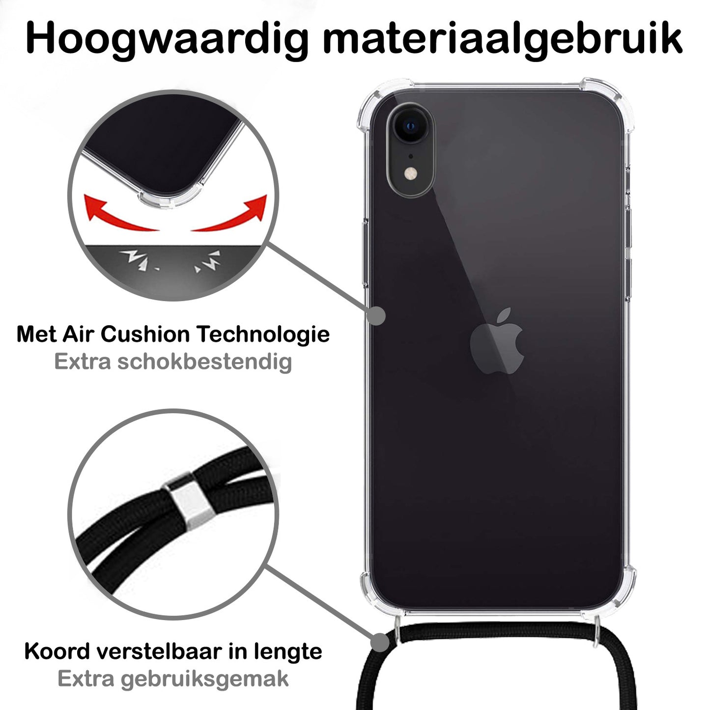 iPhone XR Hoesje met Koord Siliconen - Transparant