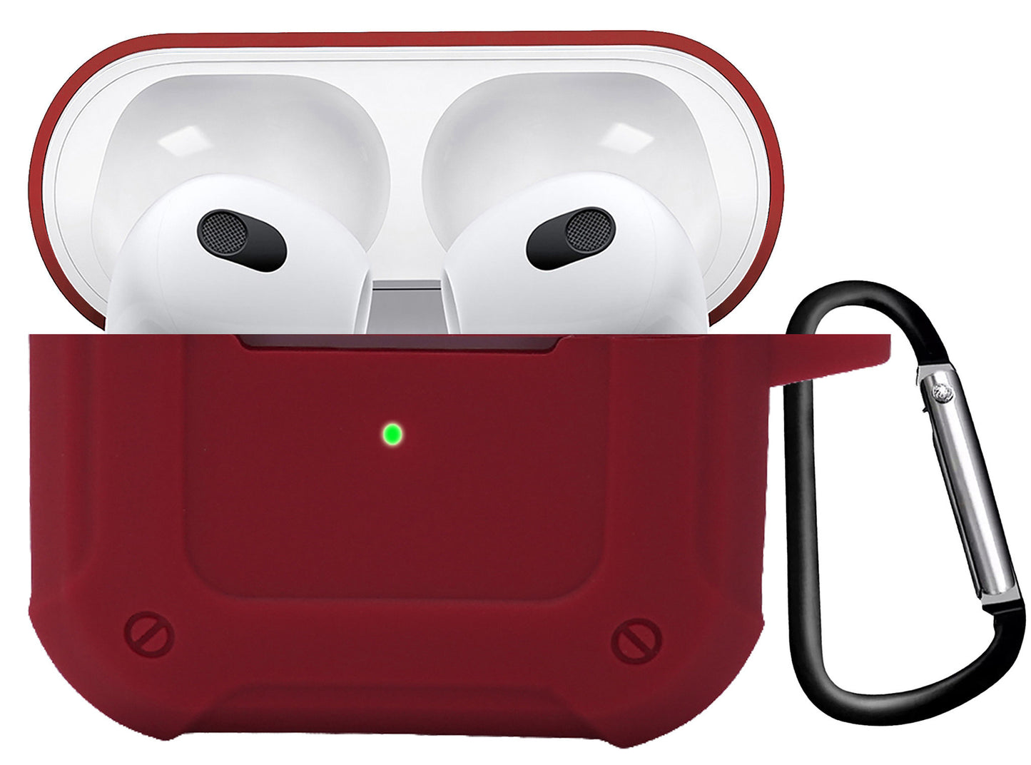 AirPods 3 Hoesje Shock Proof Case Siliconen met Clip - Donkerrood