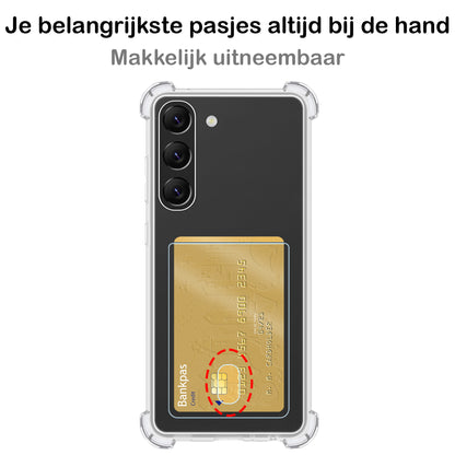 Samsung S23 Hoesje Kaarthouder Backcover Shockproof - Transparant