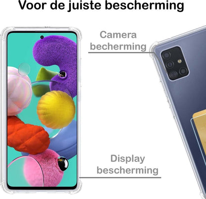 Samsung A51 Hoesje Kaarthouder Backcover Shockproof - Transparant