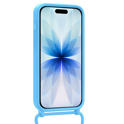 iPhone 17 Hoesje Met Telefoonkoord en Pasjeshouder Siliconen - Lichtblauw