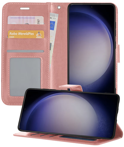 Samsung S23 Plus Hoesje Bookcase Cover met Kaarthouder - Rosé goud
