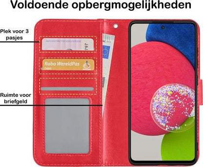 Samsung A52s Hoesje Bookcase Cover met Kaarthouder - Rood