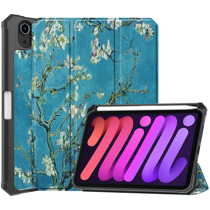 iPad Mini 6 Trifold Bookcase Hoes met Penhouder voor Apple Pen - Bloesem