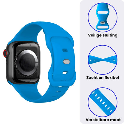 Apple Watch 1, 2, 3, 4, 5, 6, 7, 8, 9, SE - 38/40/41 mm Bandje Siliconen met verstelbare polsband - Blauw