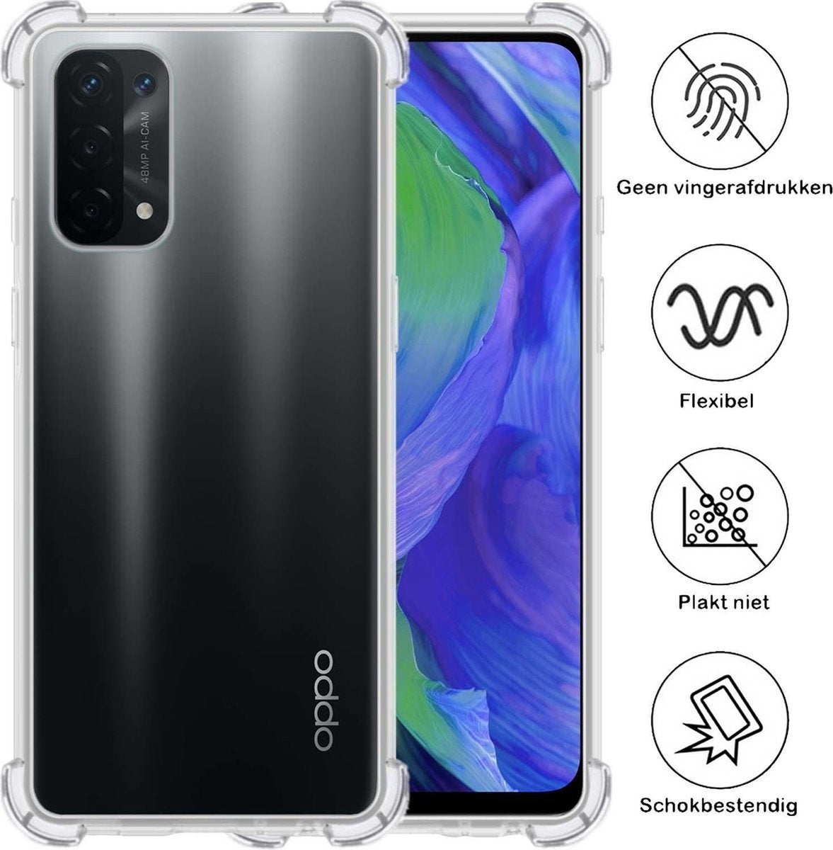 OPPO A54 5G Hoesje Shock Proof Siliconen - Transparant