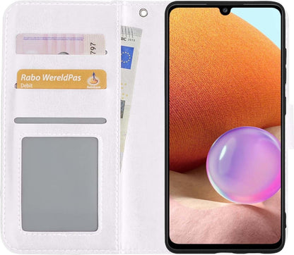 Samsung A32 5G Hoesje Bookcase Cover met Kaarthouder - Wit