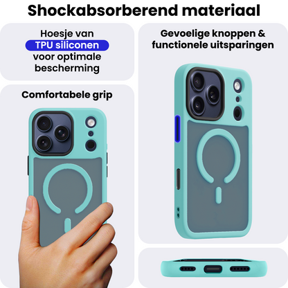 iPhone 17 Pro Max Hoesje Geschikt voor Magsafe Backcover Shockproof - Lichtblauw