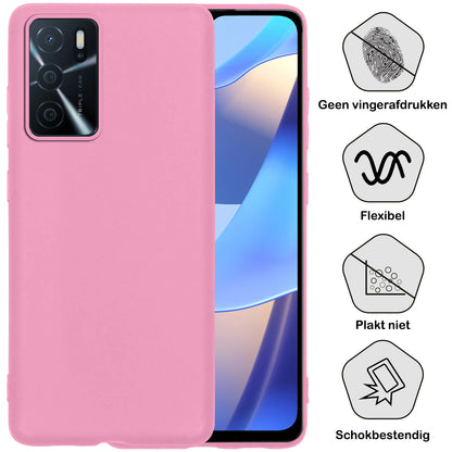 OPPO A16s Hoesje Siliconen Backcover Lichtgewicht - Lichtroze