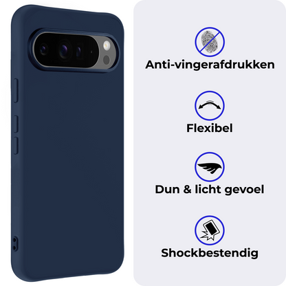 Google Pixel 10 Pro Hoesje Siliconen Backcover Lichtgewicht - Donkerblauw