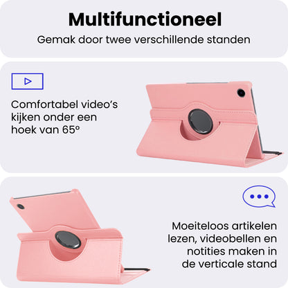 Samsung Galaxy Tab A9 Plus Trifold Bookcase Hoes 360 Graden Draaibaar - Lichtroze