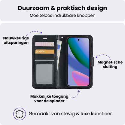 Google Pixel 11 Pro XL Hoesje Bookcase Cover met Kaarthouder - Zwart