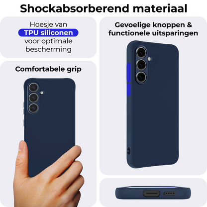Samsung S24 FE Hoesje Siliconen Backcover Lichtgewicht - Donkerblauw