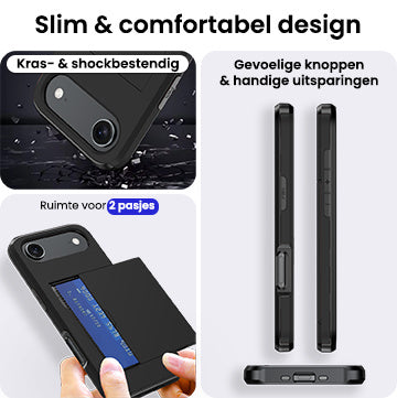 iPhone Air Hoesje Kaarthouder Hard Case Shockproof - Zwart