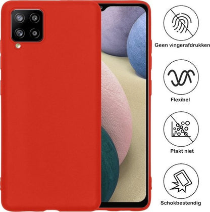 Samsung A12 Hoesje Siliconen Backcover Lichtgewicht - Rood