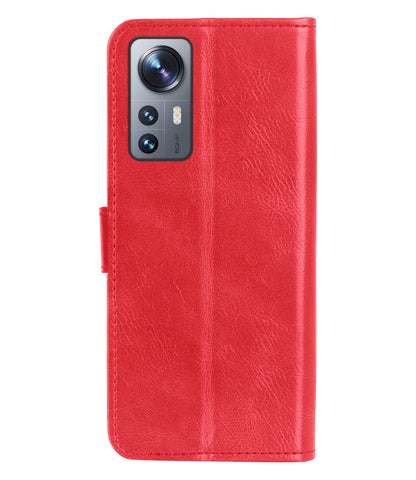 Xiaomi 12X Hoesje Bookcase Cover met Kaarthouder - Rood