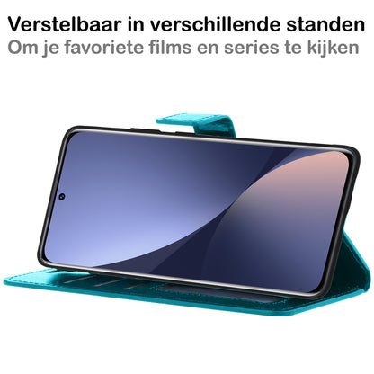 Xiaomi 12 Hoesje Bookcase Cover met Kaarthouder - Turquoise