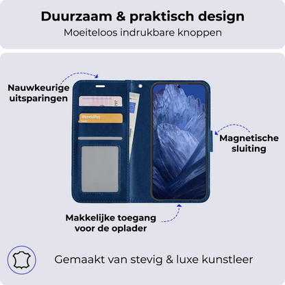 Google Pixel 8a Hoesje Bookcase Cover met Kaarthouder - Donkerblauw